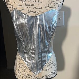 Silver Metallic Corset Top